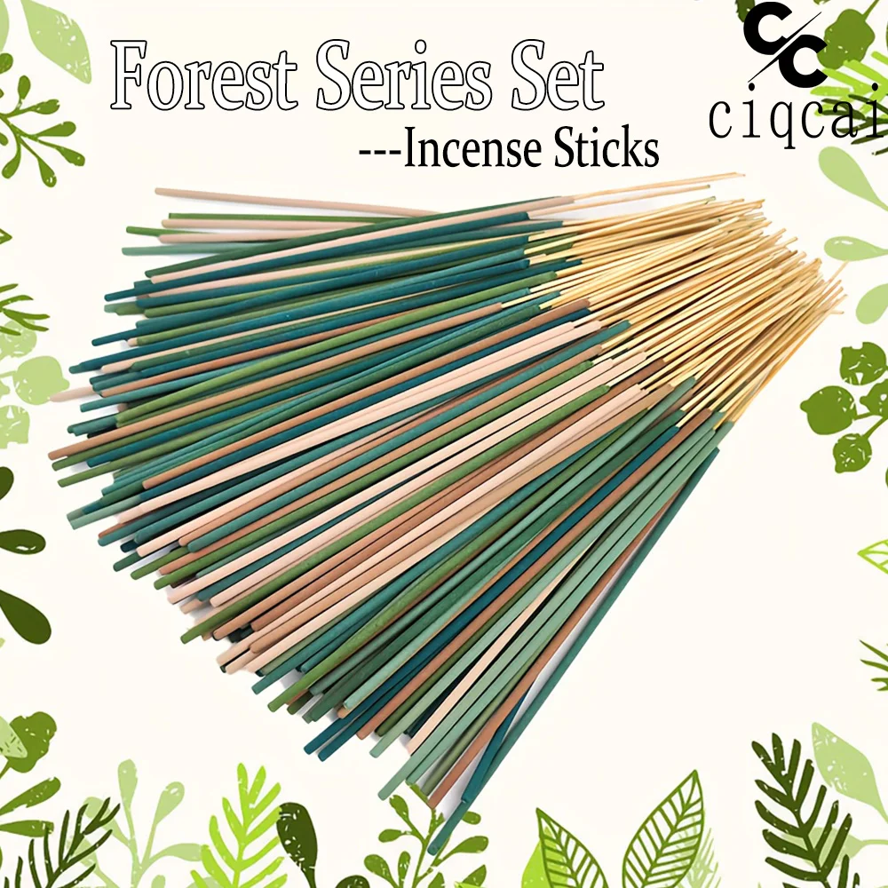 Forest Series Natural Incense Sticks, 22cm Long High-Quality Handmade Incense Sticks, a Blend of 6 Flavors Including White Sage, Eucalyptus, Milk Fragrance, Sandalwood, Lemongrass, Mint, Etc., with a Natural and Rich Aroma, Suitable for Yoga and Meditation, Purifying the Mind and Eliminating Negative Energy