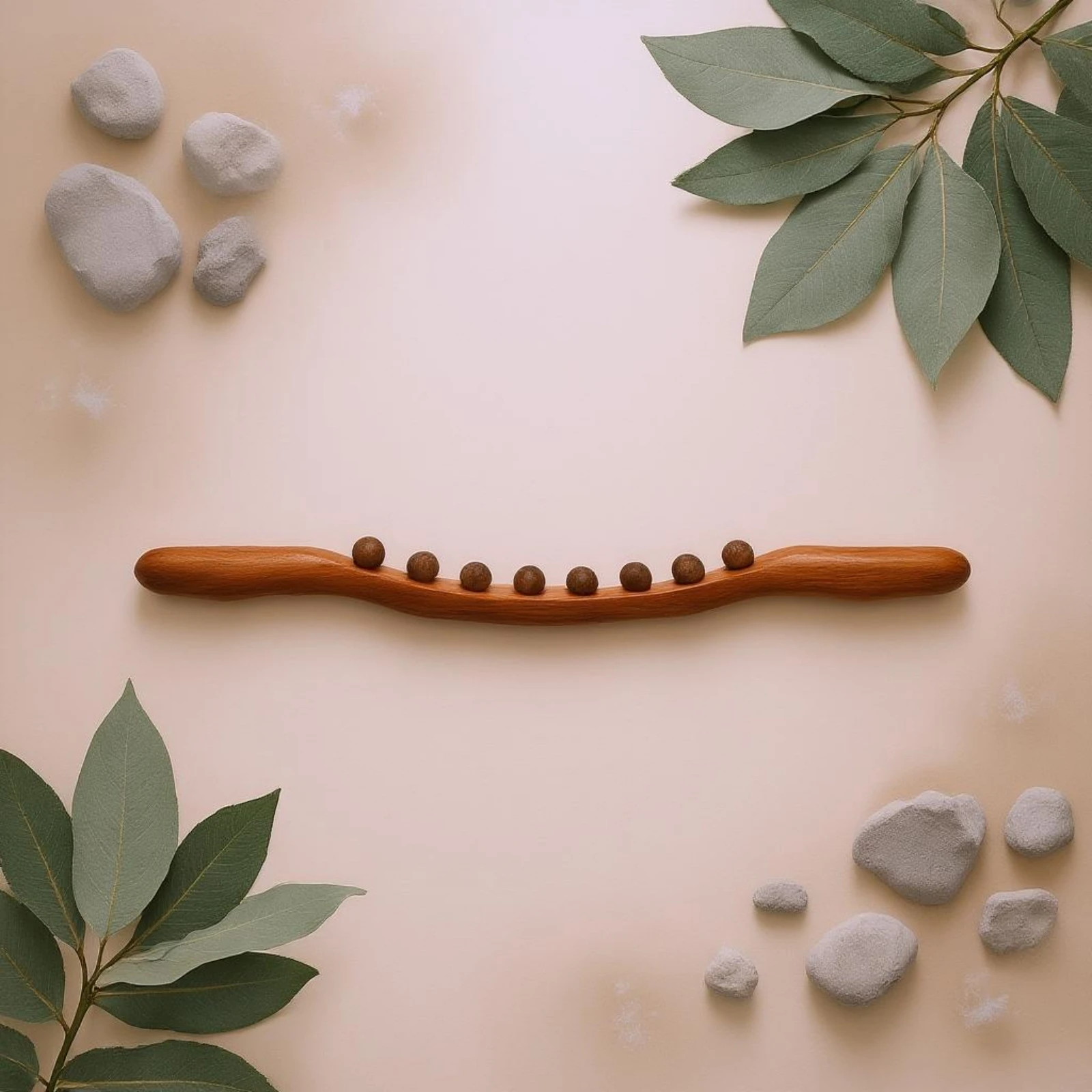 

Wooden Massage Stick Handheld Beaded Massage Stick Body Wellness Tool Easy to Clean Lymphatic Drainage