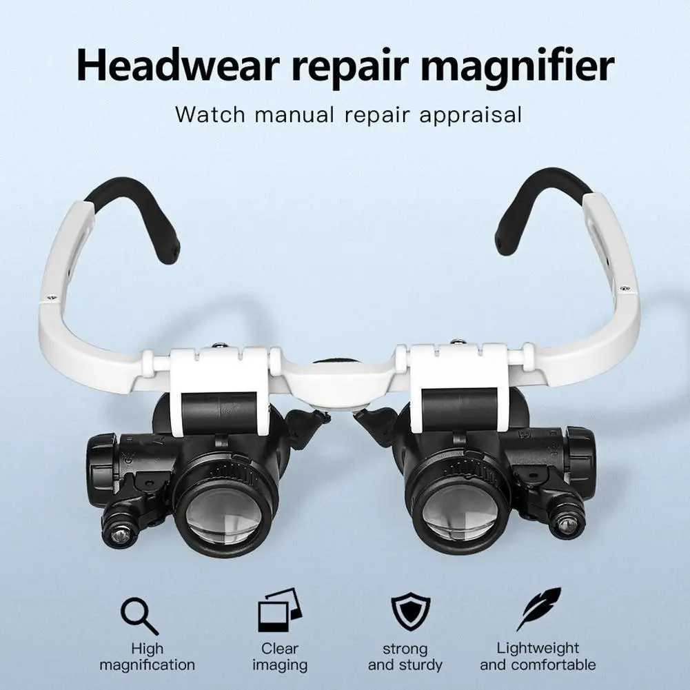 8X 15X 23X LED Watch Jeweler Repair Magnifier Head-Mounted Headband Adjustable Magnifying Head Eye Glasses Loupe Lens ﻿