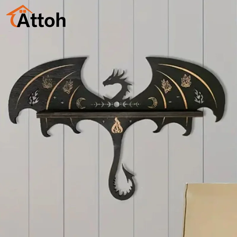 Gothic Evil Dragon Decor Crystal Display Shelf For Wall Wooden Decor Knick Knack Organizer Crystal Bottle Holder