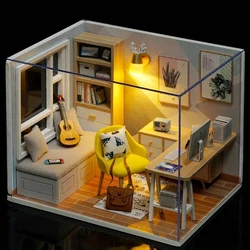 Wooden Doll House DIY Small House Kit Making Room Toys 3D Puzzle Assembly Building Model Toys for DollHouse Birthday Gifts