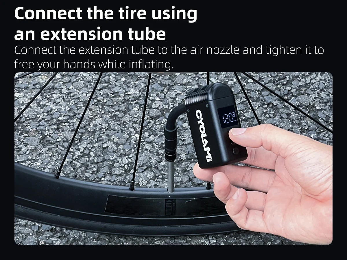 CYCLAMI A2 Mini Tragbare Fahrradpumpe Wiederaufladbarer Luftkompressor 120 PSI Typ-C Fahrradzubehör für Schrader- und Presta-Reifen A2MINI – Detail 12