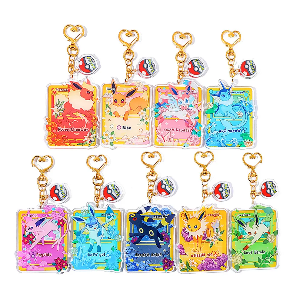 Pokémon Anime Figures: Eevee, Leafeon, Sylveon, Umbreon, Glaceon, Flareon, Eevee, Jolteon Keychain Car Accessories