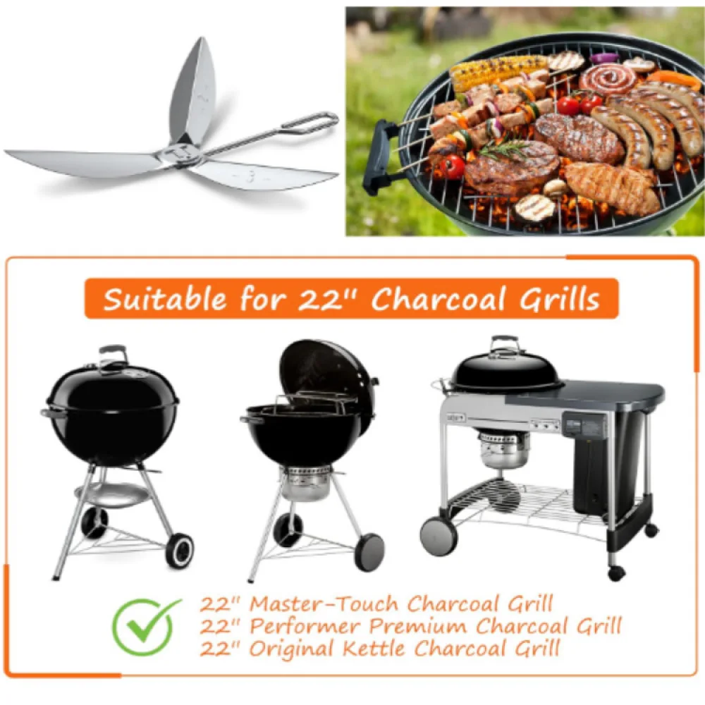 One Touch Cleaning System Kit For Grill Replacement Part 7444 22 5 Inch Charcoal Sweeper Tool Durable BBQ Spare Accessory