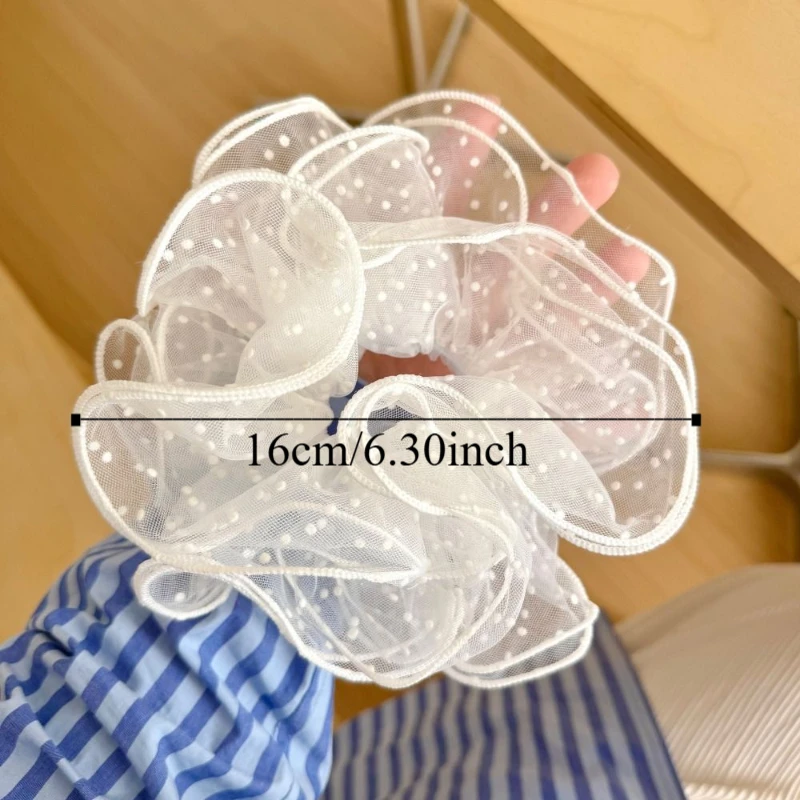 الكورية الصيف الأورجانزا Scrunchies الدانتيل مطاطا مطوي Scrunchies الشيفون الحلو نقطة الشعر الحبال الفتيات