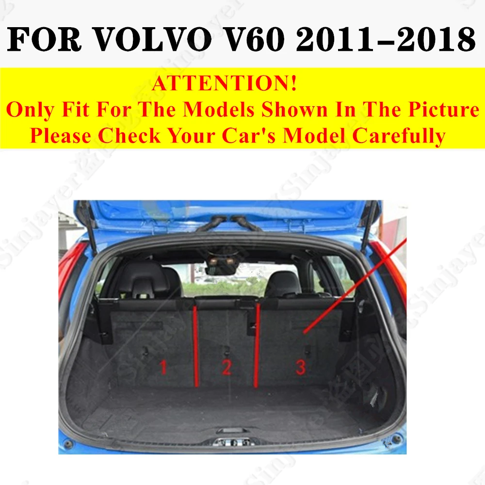 Car Trunk Mat For VOLVO V60 2011 2012 2013 2014 2015 2016 2017 2018 Rear Cargo Cover Carpet Liner Tail Parts Boot Luggage Pad