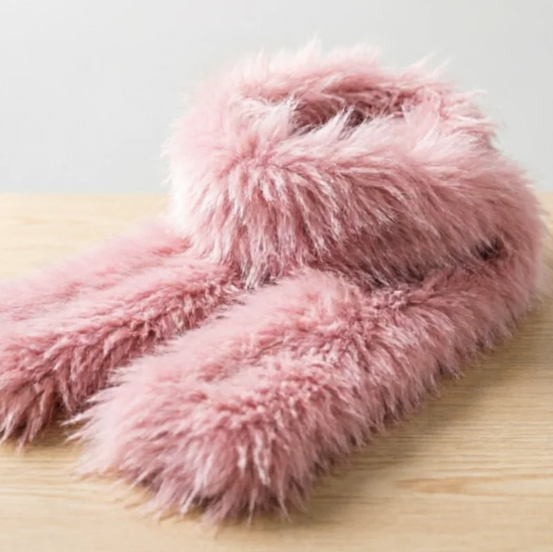 Extra Long Scarf Winter Scarf Thickened Plush Soft Neck Warmer Extra Long Solid Color Imitation Fur Wrap Warm Outdoor Cozy