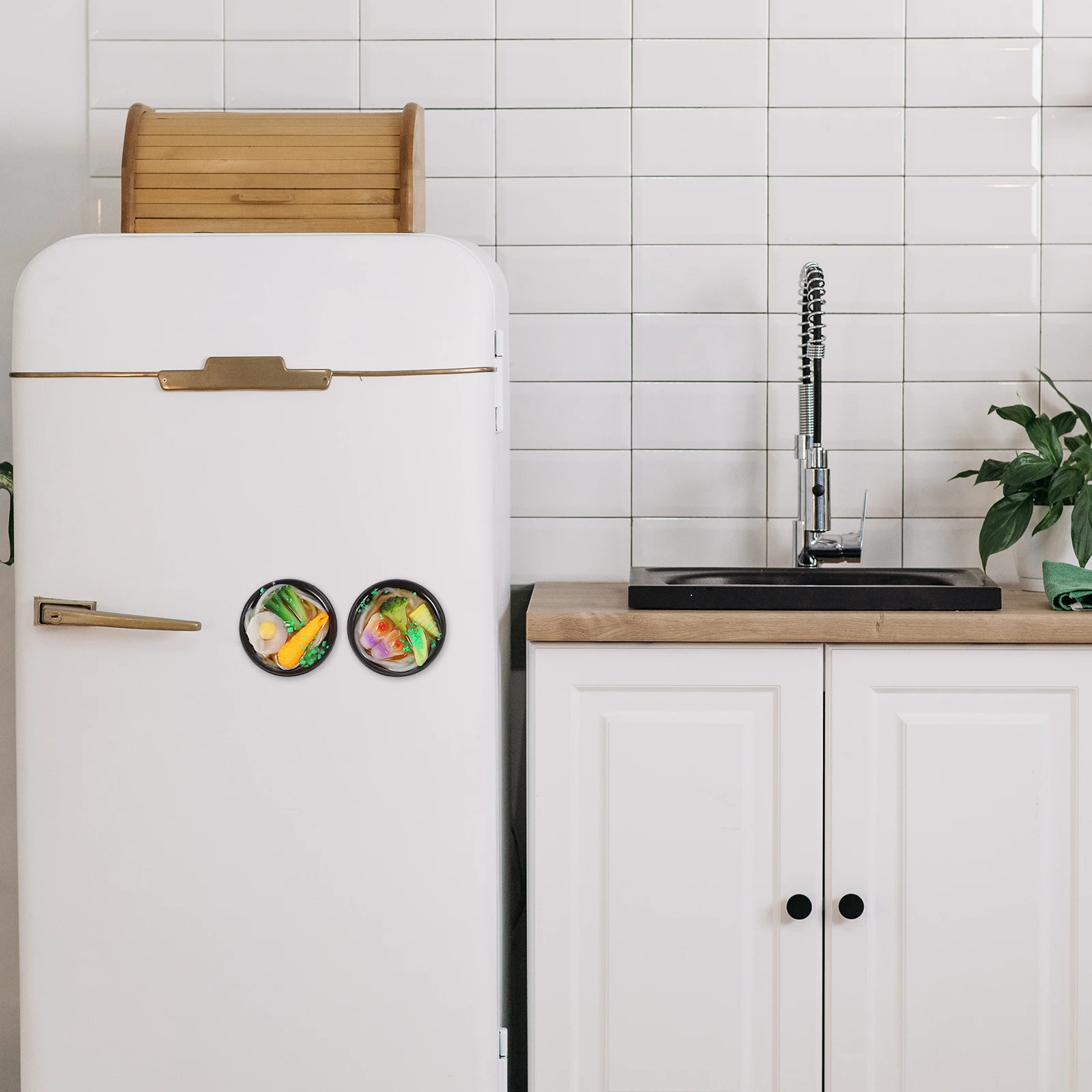 Imán para nevera con fideos, decoración elegante para nevera, mano de obra sólida, no es fácil de decolorar, imanes para nevera, 2 uds.