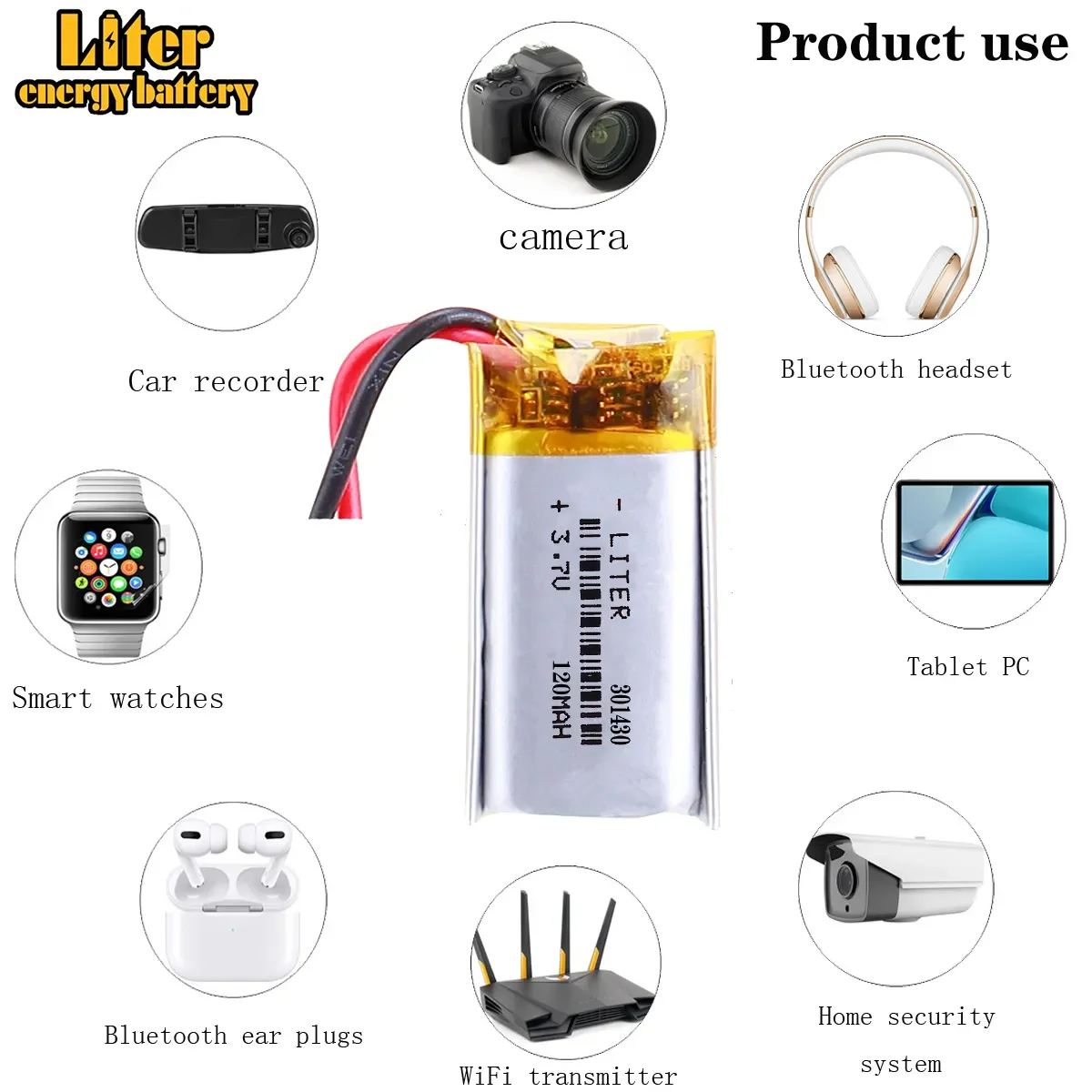 3.7V lithium polymer battery 301430 301530 120MAH Bluetooth speakers steelmate small toys