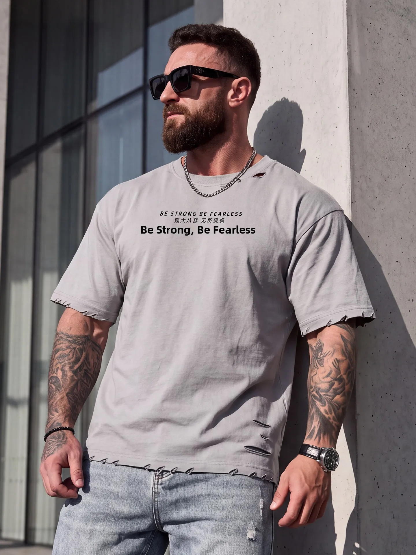Loose Fit Casual Cotton T-Shirt Men's round Neck Short Sleeve Sportswear Versatile Comfortable Breathable Sweat Absorbent