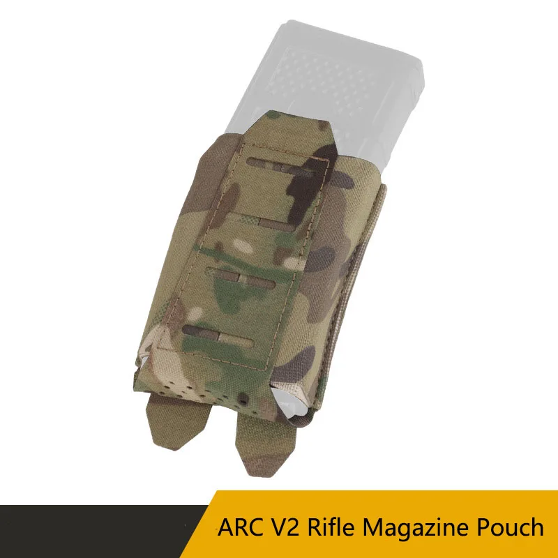 ARC V2 Camouflage Rifle Magazine Pouch, MOLLE Mounting, Bottom Drainage Outlet, Elastic Materials