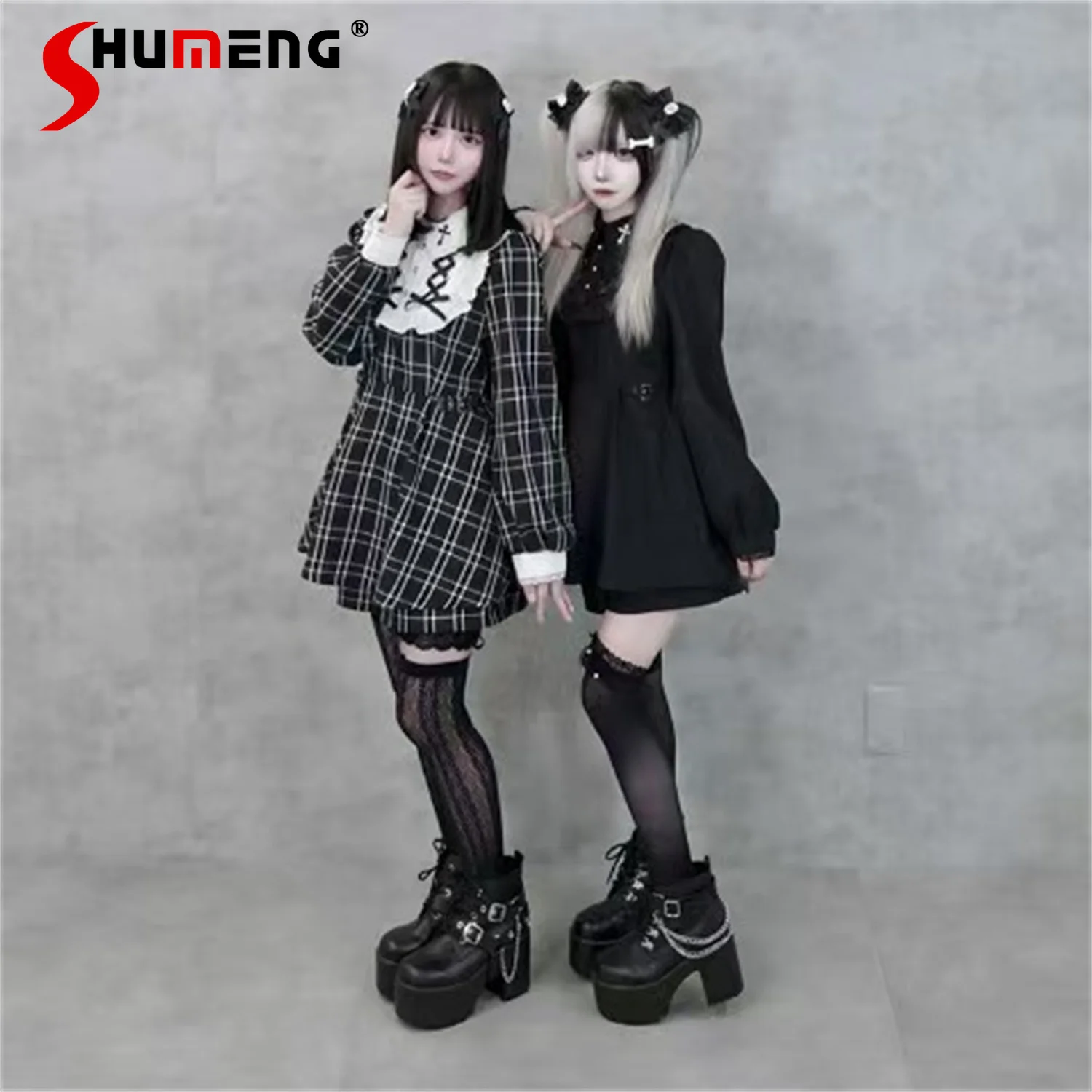 

Japanese Mines Style Mass-Produced Embroidered Polo Collar Long Sleeve Sweet Cute Lolita Dress Shorts Two-Piece Set for Women