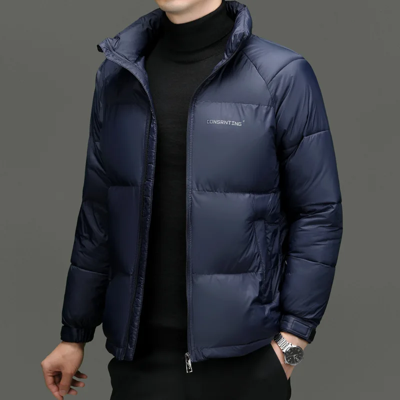 Parkas cortas de moda coreana para hombre, chaqueta de invierno informal, gruesa, cuello alto, chaquetas acolchadas negras, mantiene el calor, abrigo Masculino