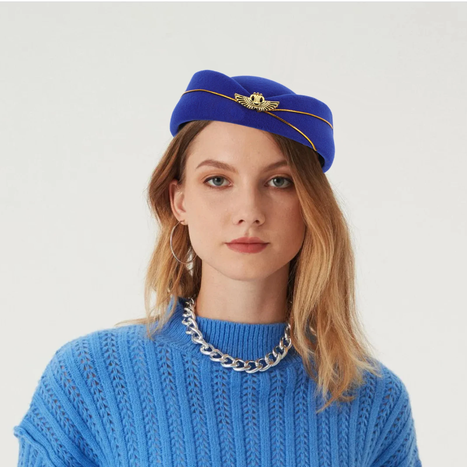 

Flight Attendant Costume Stewardess Beret Has Cap Airplane Fascinators Hats for Women