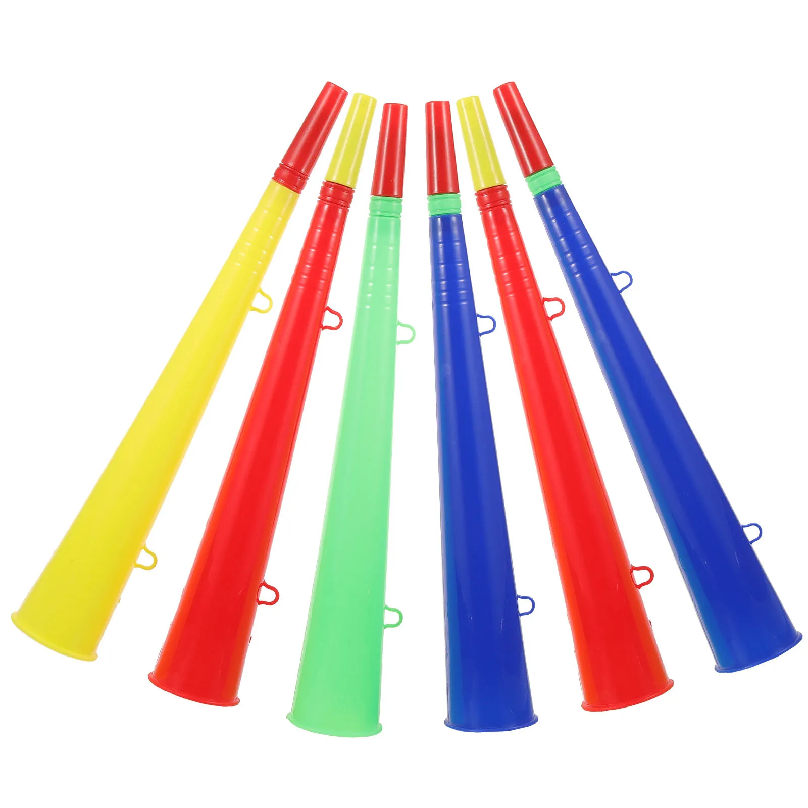 

6Pcs Bright Color Plastic Horn Loud Noisemaker for Stadium Games Fan Support Party Wedding Celebration Crowd