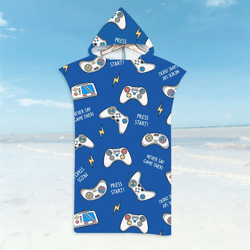 Cute Girls Boys Bathrobe Summer Seaside Beach Towel Quick-Drying Bath Towels Lightweight Hooded Cloak Swim Surf Women Men Poncho