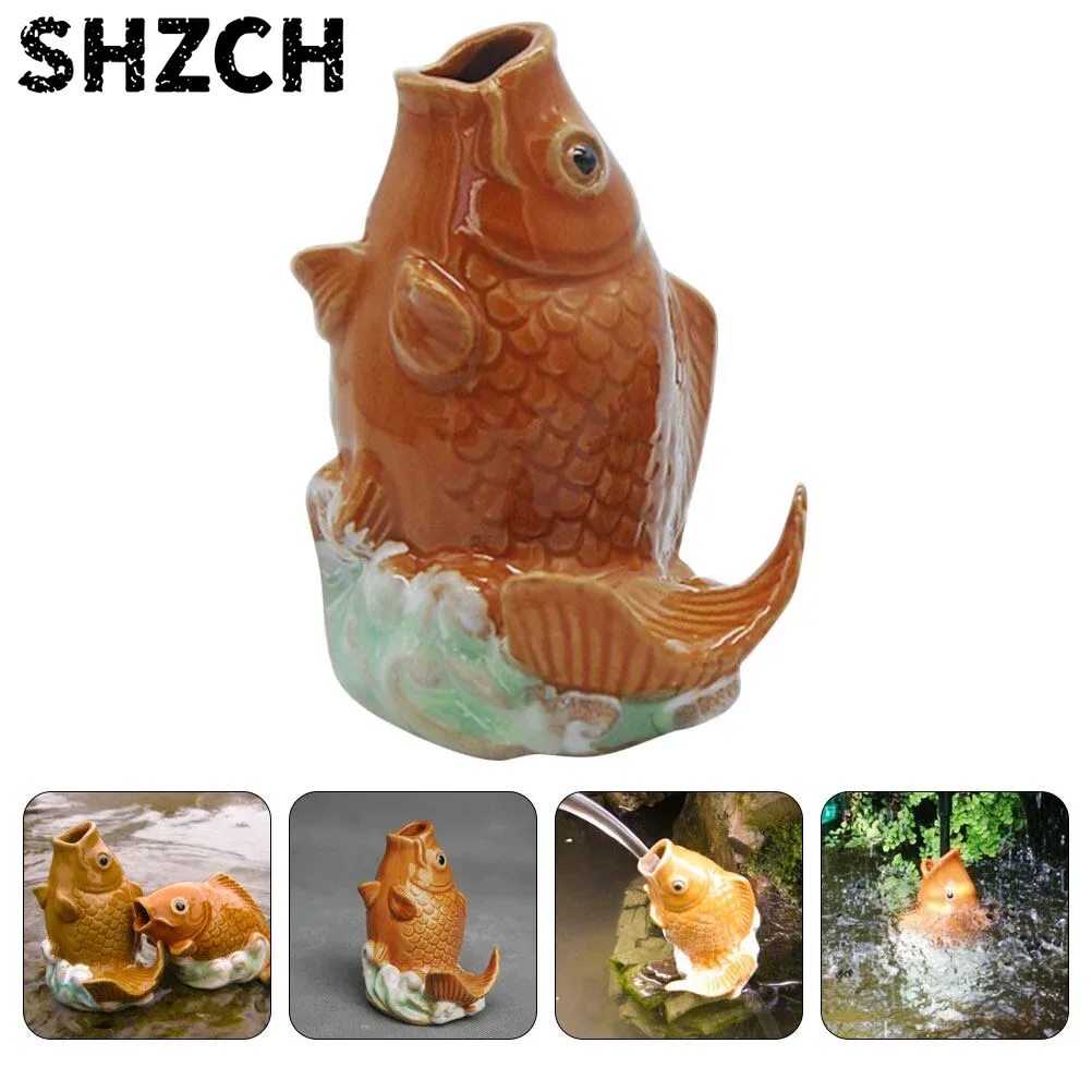 Light House Decorations for Home Statuette Yard Garden Carp Figures Nozzle Pond Accessory Fountain Ceramics