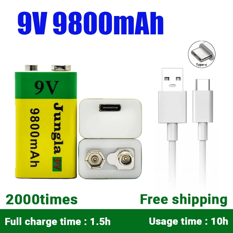 

9V 9800mAh li-ion Rechargeable battery Micro USB Batteries 9 v lithium for Multimeter Microphone Toy Remote Control KTV use