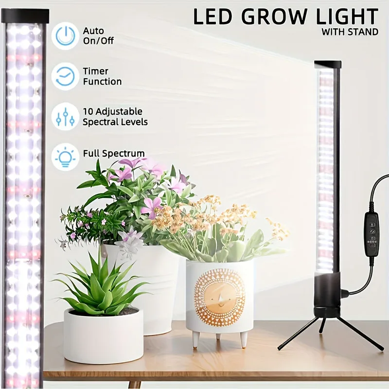 T10 Vertical Standing Plant Grow Light for Indoor Plants with Stand Full Spectrum Wide Illumination Area