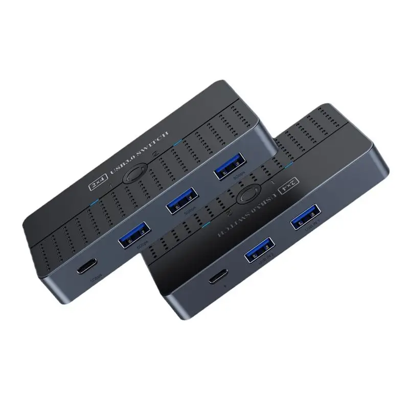 Stylish-USB3.0 Computers Sharing Switch Box 2 In 4 Out KVM 2X4 USB 3.0 Switcher Selector For Keyboard Mouse Printer Monitor PC