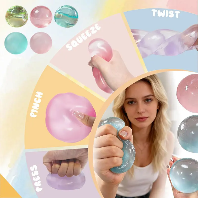Cute Translucent Coconut Oil Squeeze Ball Slow Rising Stress Relief Toy Soft Fidget Sensory Toy for Adult Aesthetic Bithday Gift