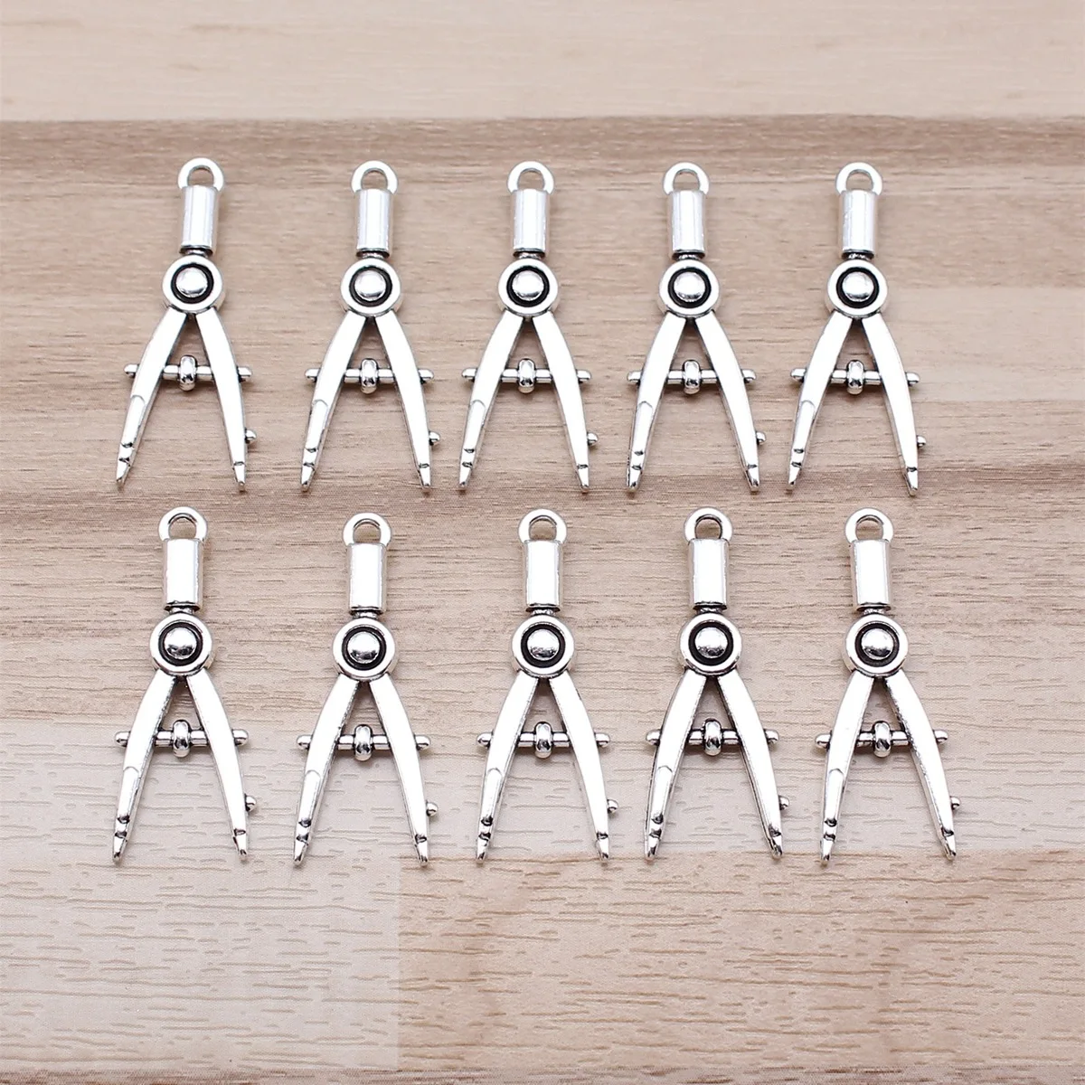 IFOCUS 10pcs/Lot Architect Compass Charms For DIY Jewelry Making Zinc Alloy 11x28mm/0.43x1.1inch