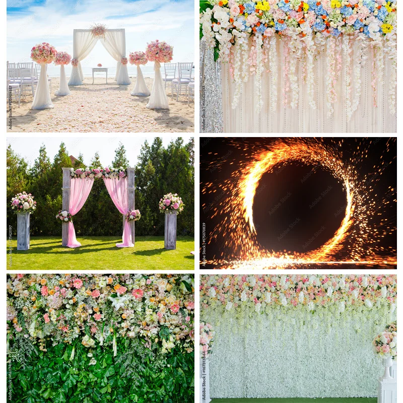 

SHUOZHIKE Art Fabric Wedding Photography Backdrops Flower Wall Forest Danquet Photo Background Studio Props 21126 HL-04