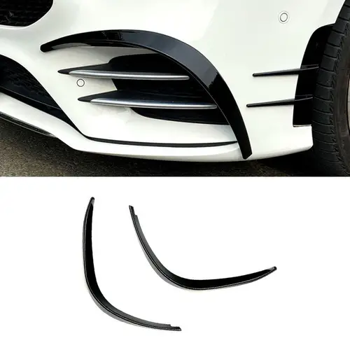 Imagen 1 del producto Para Mercedes Benz Clase A W177 A260 A35 2019-2023 ABS negro brillante divisor de parachoques delantero de coche lámpara antiniebla parrilla alerón tiras embellecedoras