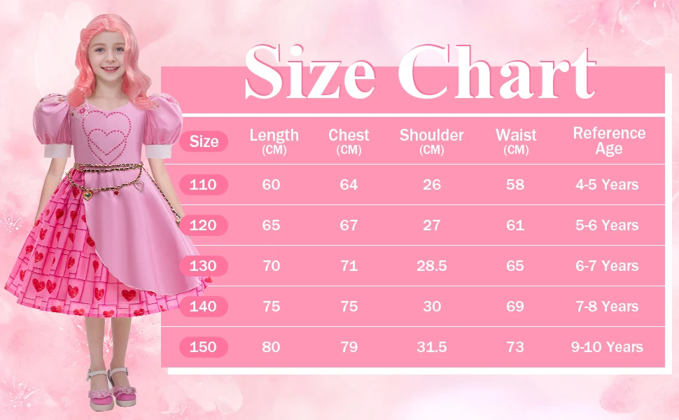 Mädchen Rise Rotes Kostüm Bridget Rosa Prinzessin Kleid mit Zubehör für Film Cosplay Halloween Karneval Geburtstag Party Outfit – Detail 1