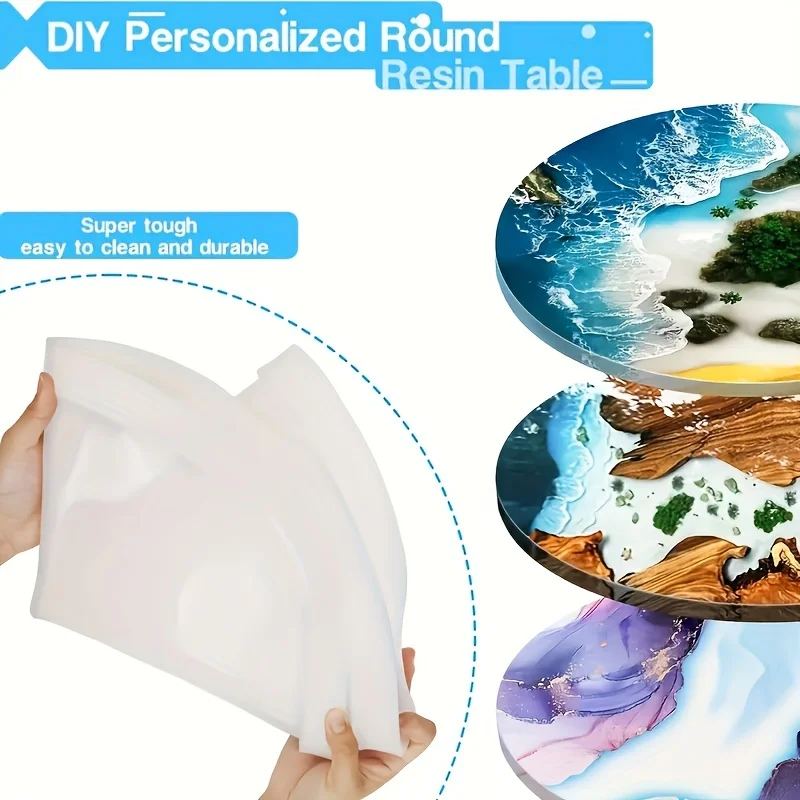 1 14in and 20in two large size silicone mold large river table resin mold round table large tray table plate epoxy silicone mold