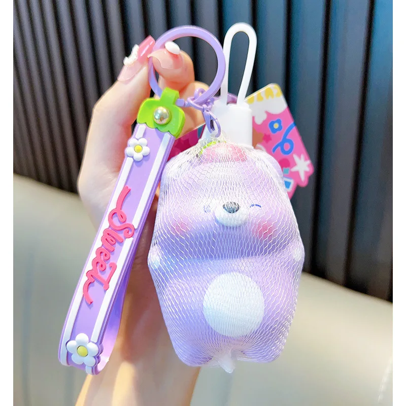 Creative Cute Slow Rebound Bear Keychains Funny Decompression PVC Soft Bear Doll Key Chain Squishy Stress Reliever Toy Keyholder