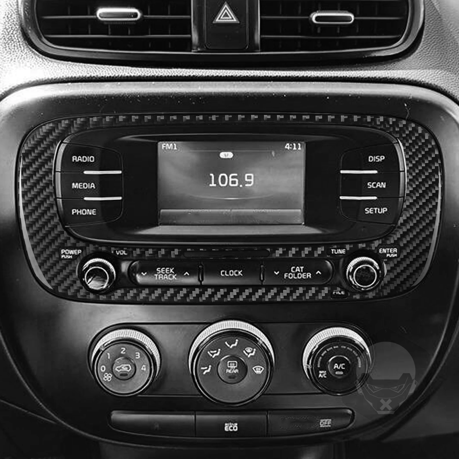 

For Kia Soul 2014-2019 Carbon Fiber Central Control Navigation Radio CD Panel Decorative Cover Car Interior Accessories Sticker