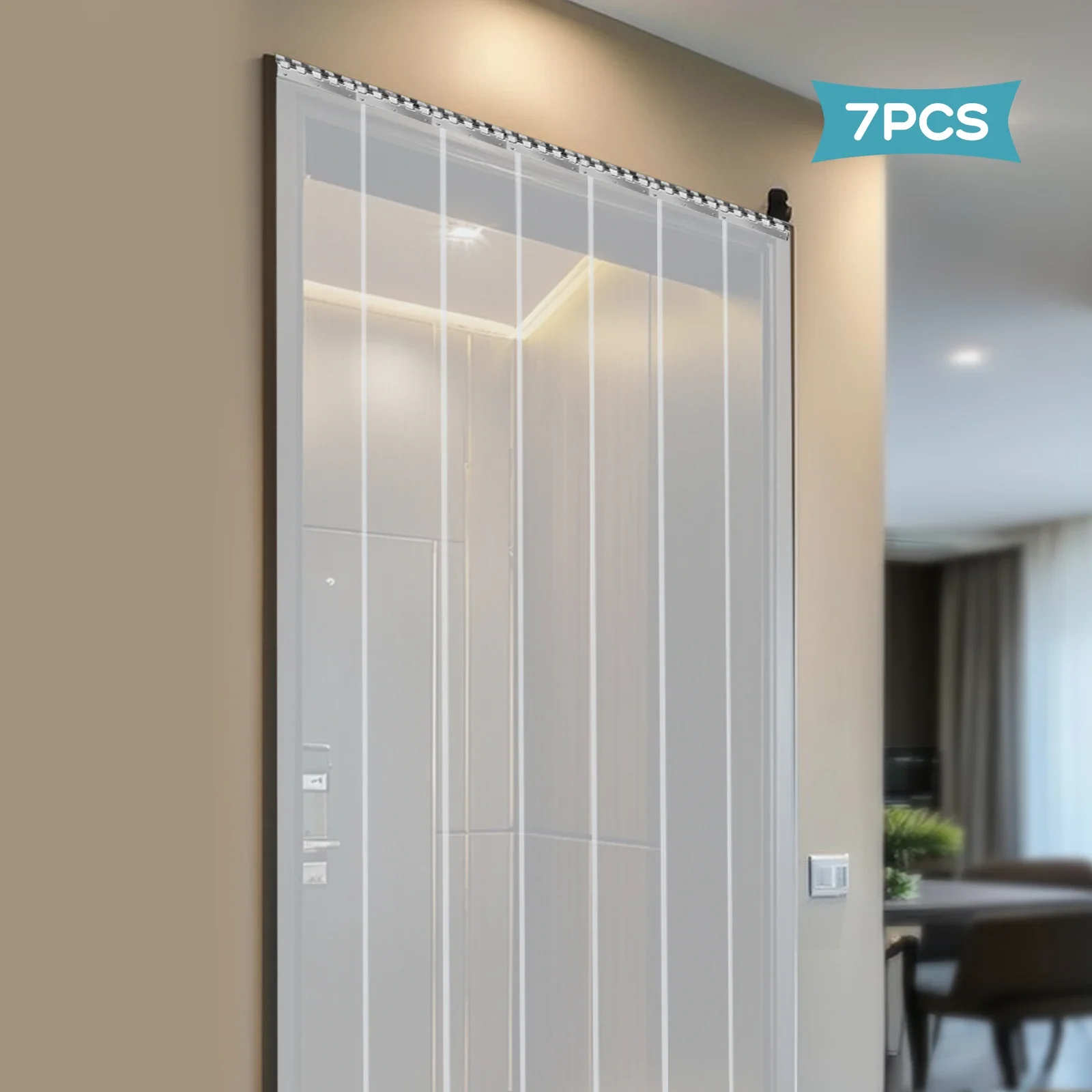 Tenda in strisce di PVC, tenda a doghe, trasparente, 200 x 105 cm, confezione da 7, tenda industriale per magazzini, fabbriche, supermercati