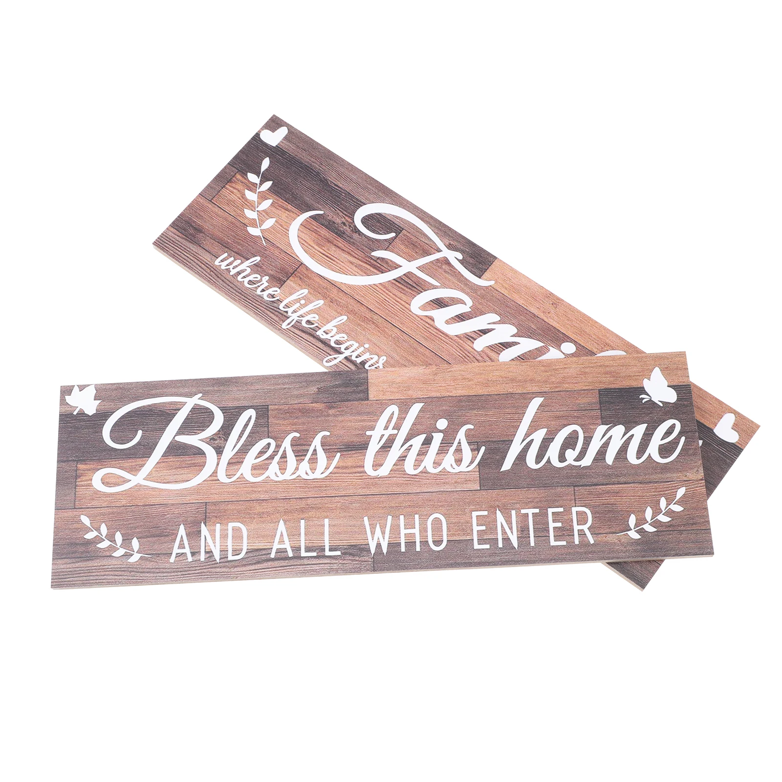 

2 Pcs Wall Decor Wooden Hanging Board Home Pendant Rustic Craft Retro Style Creative Design Christmas Adornment