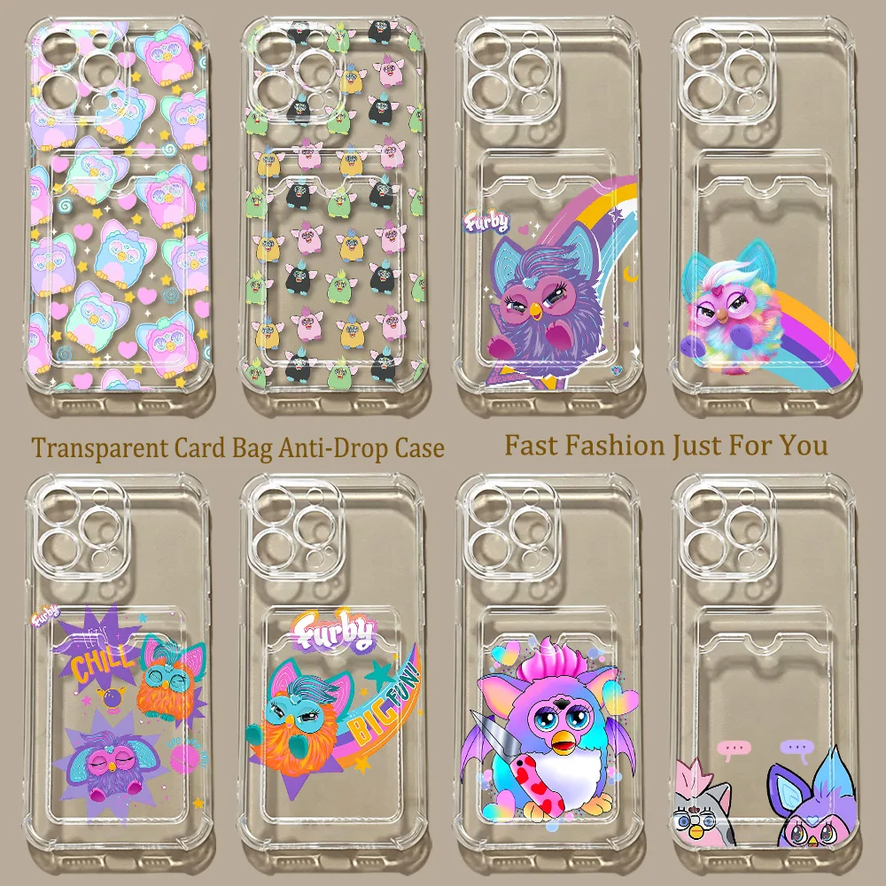 HOT Cartoon Furbys Kartenhalter Handyhülle für Samsung Galaxy S26 S25 S24 S23 S22 S21 S20 FE Edge Plus Ultra M33 M53 M54 5G