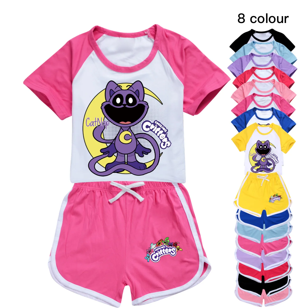 

Smiling Critters Cotton Short Sleeve T Shirt + Shorts Costume Girls Sportswear Set Toddler Boy Clothes Summer Pajamas 3295