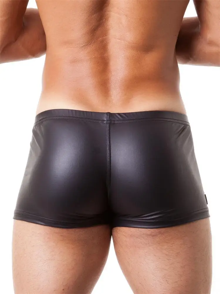 Men's Panties Imitation Leather Boxers Nightclub Panties Underwear Cool German Sexy Patent Leather