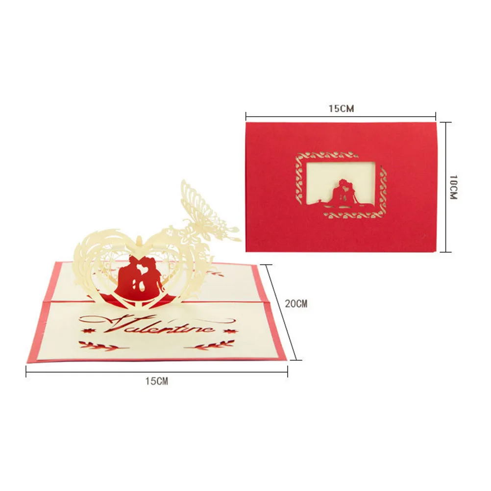 

3D Three-dimensional Greeting Card 150x100mm Folded Valentine up Cards Invitation Eco-friendly Handmade Paper for Valentine