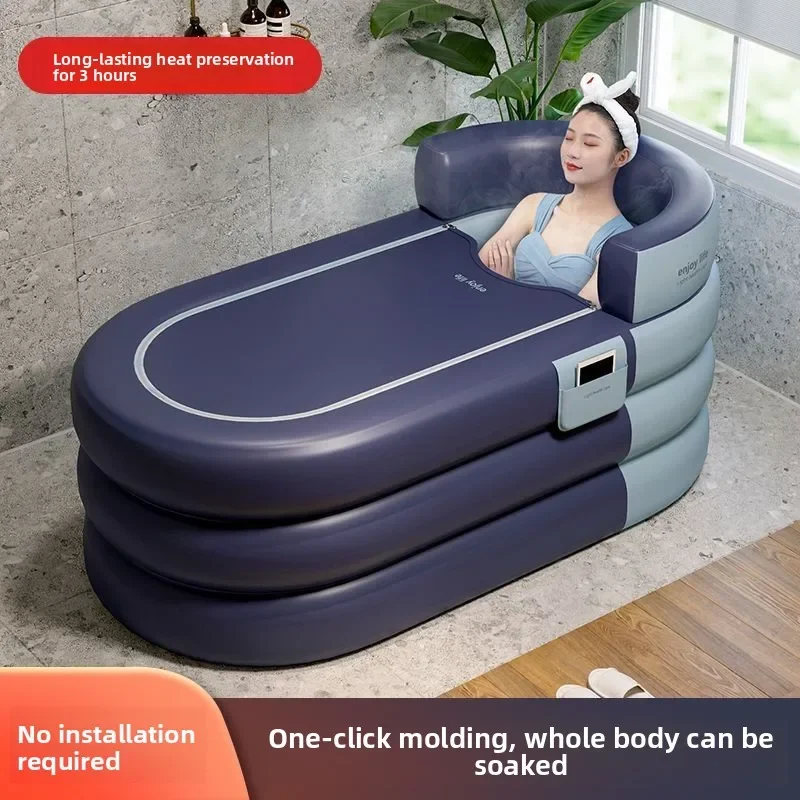 

Portable Inflatable Folding Bathtub for Adults Large Deep Soaking Spa Tub Full Body Bath Bucket for Home Relaxation