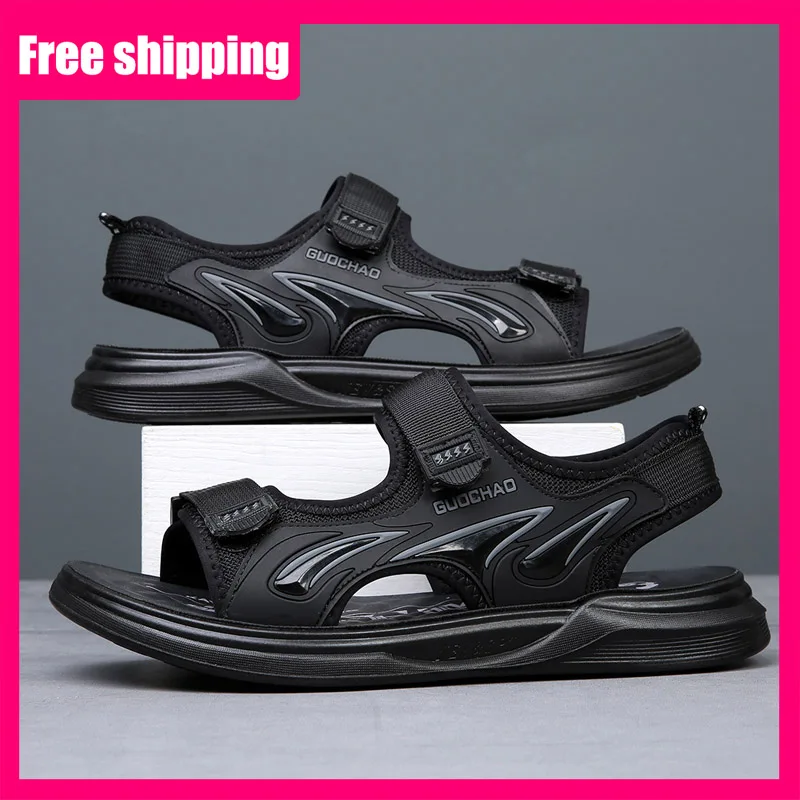 

Мужские летние сандалии с открытым носком для активного отдыха, пляжные, дышащие, нескользящие, повседневные, удобные для прогулок