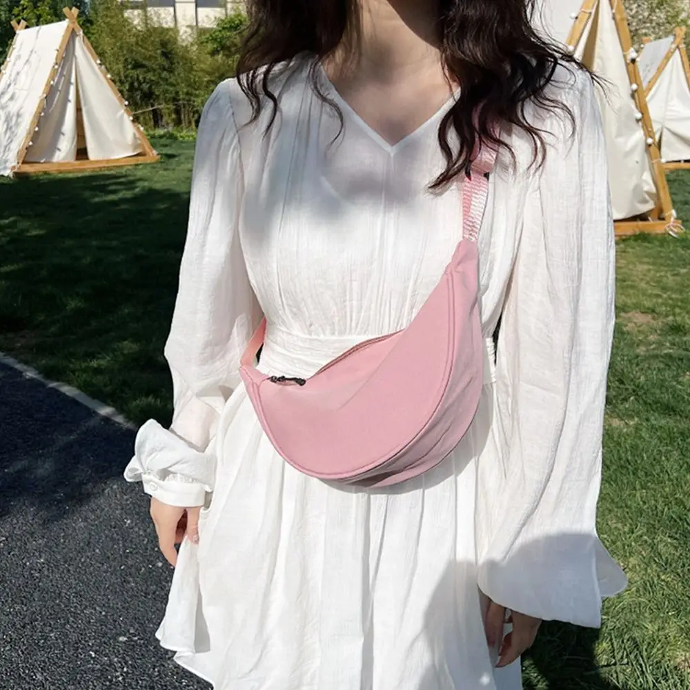 Nylon Crossbody Bag For Women Fashion Portable Casual Hobos Sport Chest Bag Underarm Bag Students Dumpling Shape Shoulder Bag