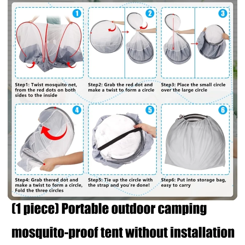 

Portable Folding Single Person Tent Travel Camping Tent Single Outdoor Camping Mosquitoes Meshes Tent Enduring