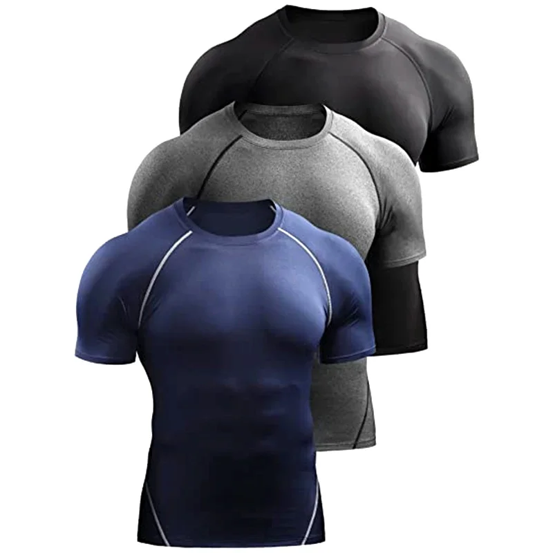 2026 Compression T Shirt Men Summer Sportswear Running T-shirt Elastic Quick Dry Sport Tops Tee Athletic Gym Workout Shirts Men