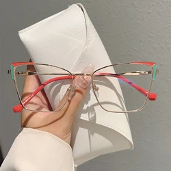 KAMMPT Oversized Cat Eye Glasses Women 2024 New Stylish Vintage Blue Light Blocking Eyewear Fashion Design Decorative Eyeglasses