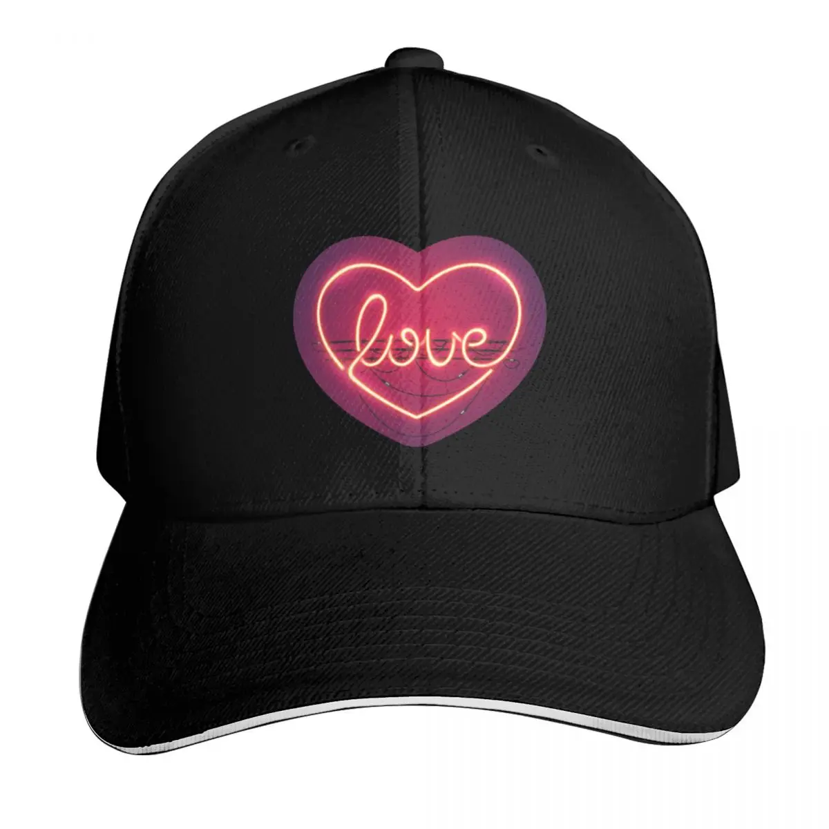 Love Heart Neon Sign Baseball Cap Summer Beach Travel Streetwear Hip Hop Trendy Vintage Retro Embroidered