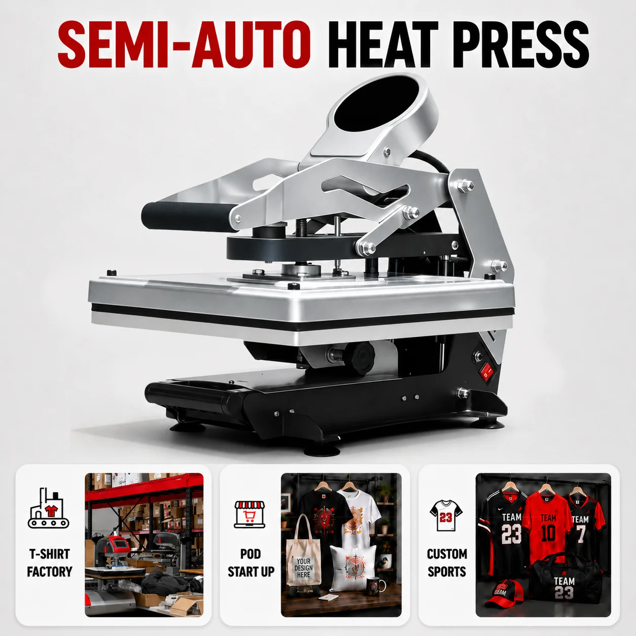 New Design 16x20 Semi Auto Ope - Heat Press Machine recension och pris