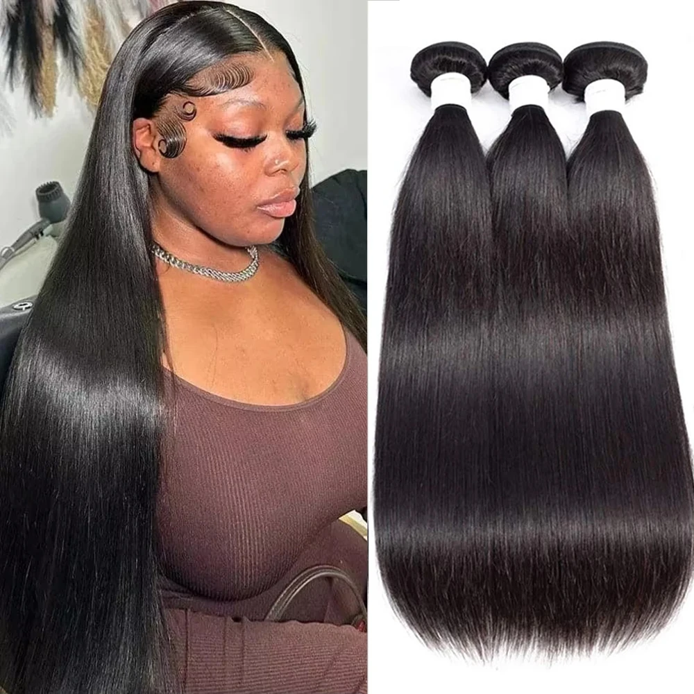 

Бразильские накладные волосы из натурального человеческого волоса Реми, прямые, 10-40 дюймов, для чернокожих женщин