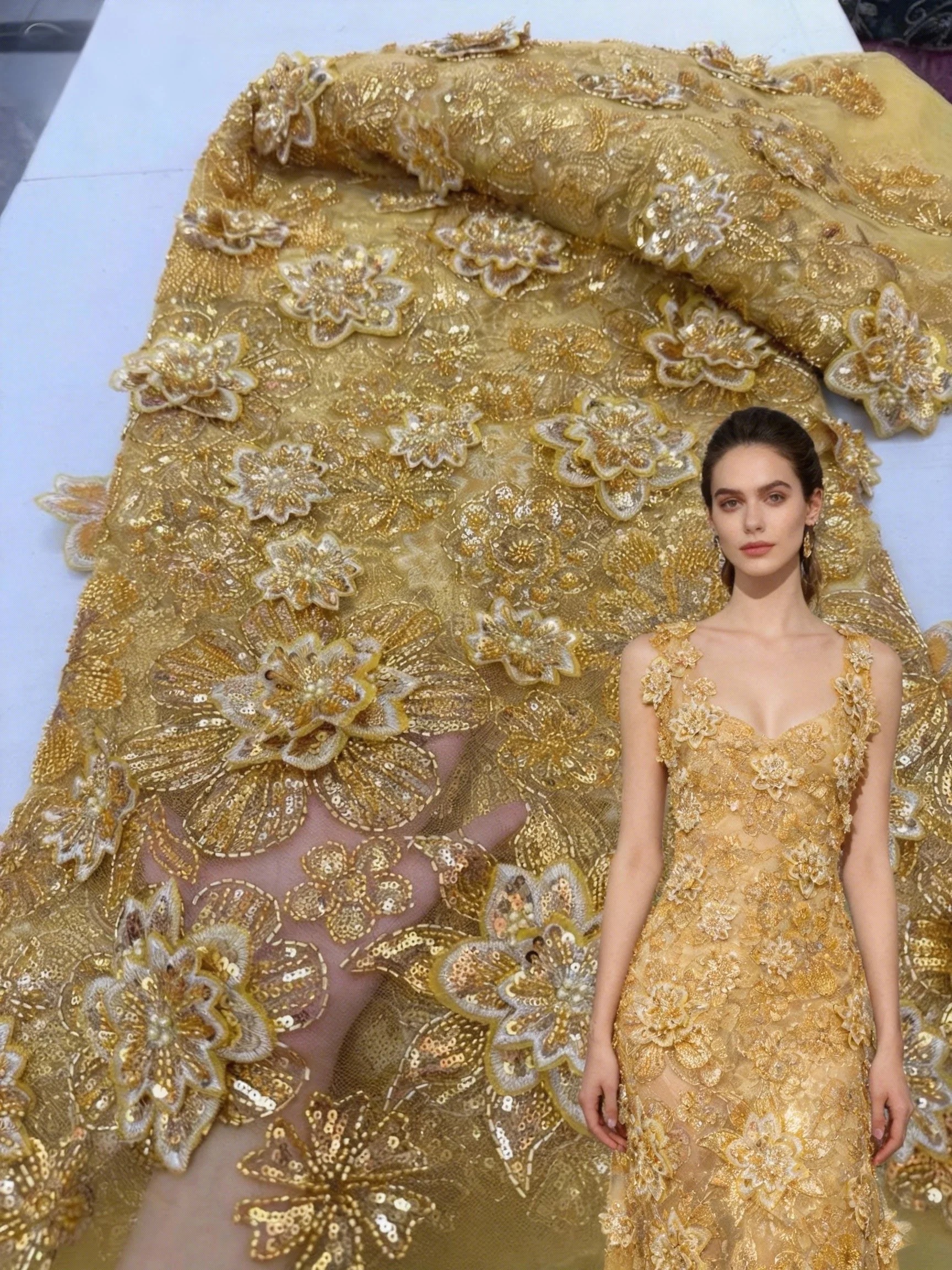 

2026 Hot Selling Lace Fabric Nigerian for Women Party Dresses Luxury Embroidery Sequins Beaded Lace High Quality Africa French