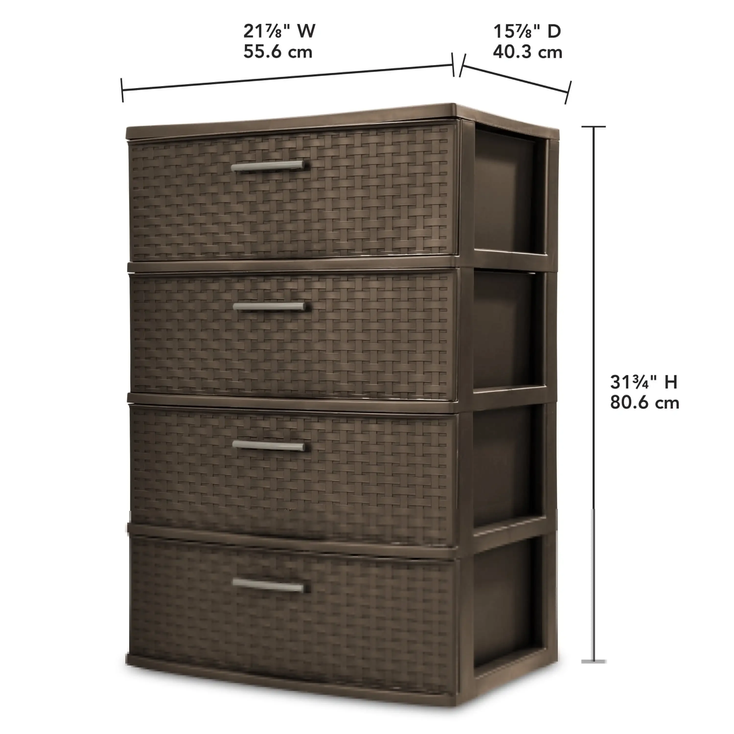 (2 pack) 4 Drawer Wide Weave Tower Espresso