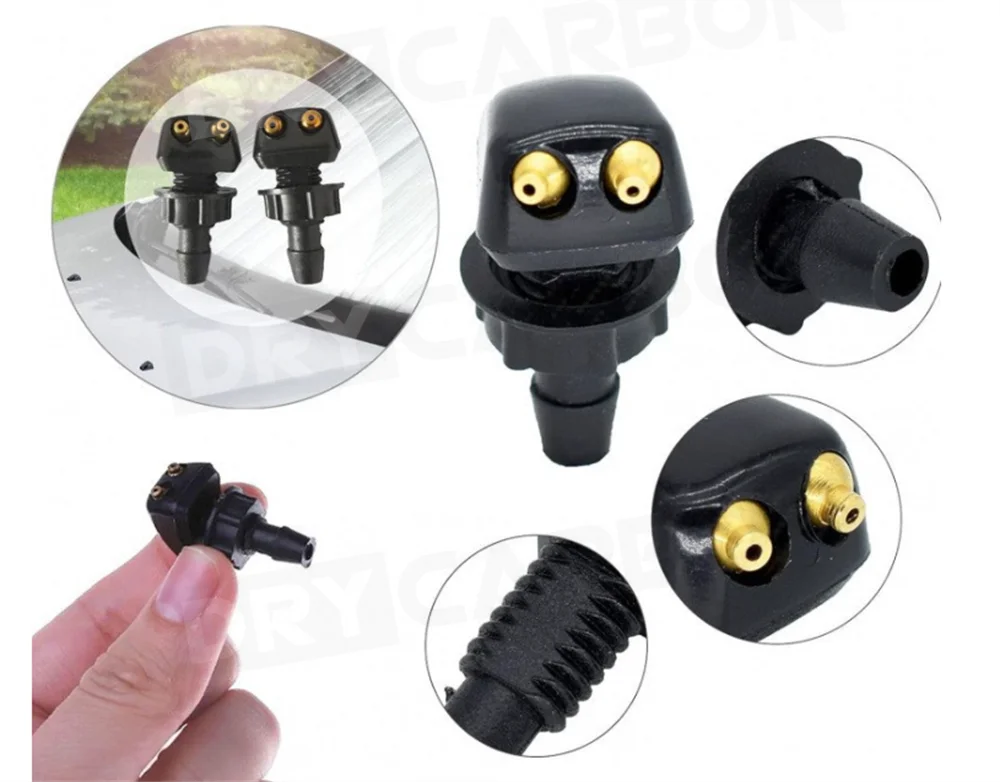 2 قطعة ممسحة زجاج السيارة الأمامي غسالة رذاذ فوهة يناسب معظم نماذج السيارات سيارة ثقوب مزدوجة فوهة غسالة الزجاج الأمامي رذاذ الماء #3